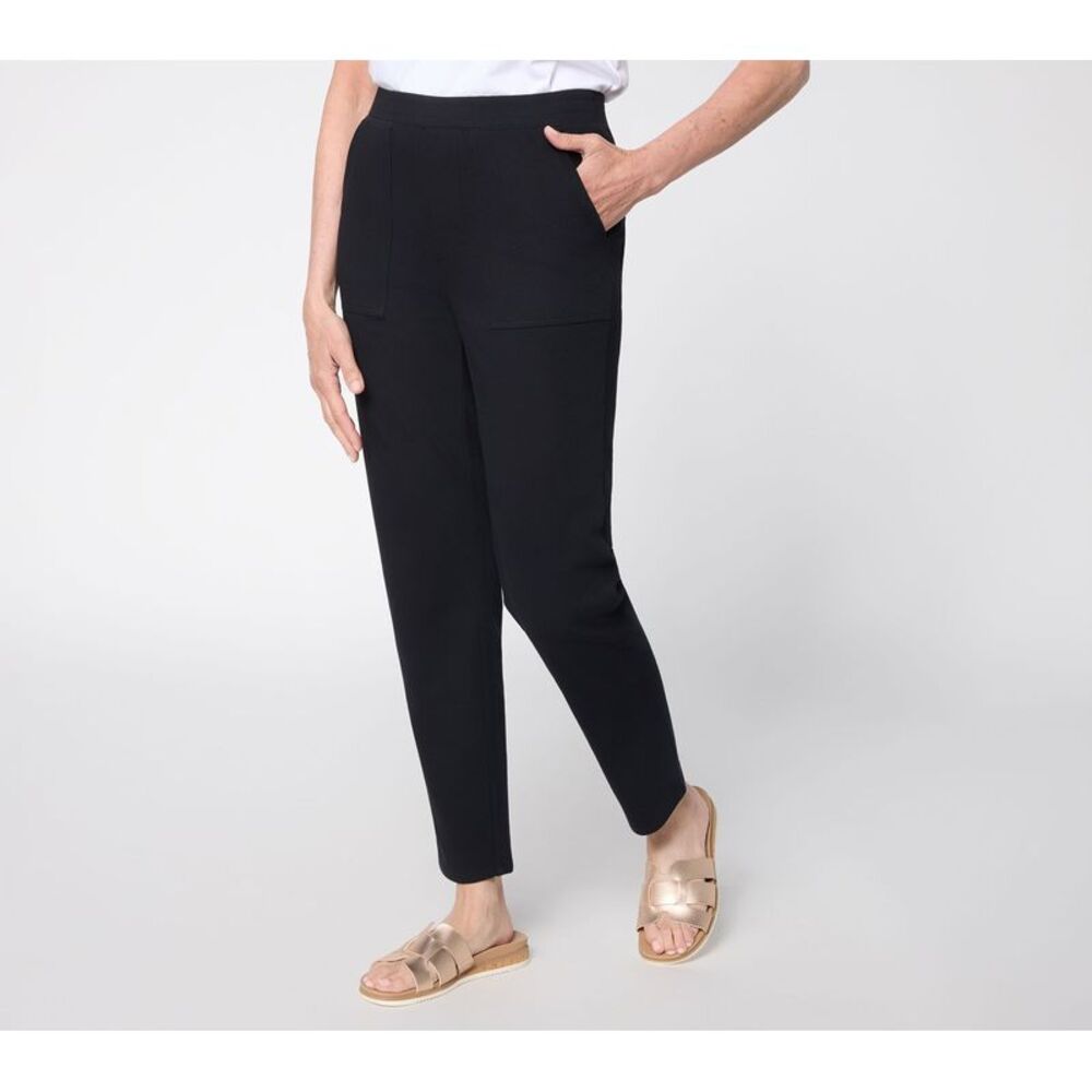 Denim & Co. Women's Pants Sz XS Comfy Knit Air Pull-On Tapered Black